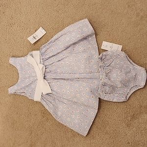 NWT Ralph Lauren Seersucker Dress Girls 2 pc size 9 months